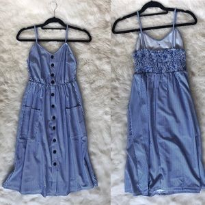 Striped Blue Midi Pocket Dress Small NWOT